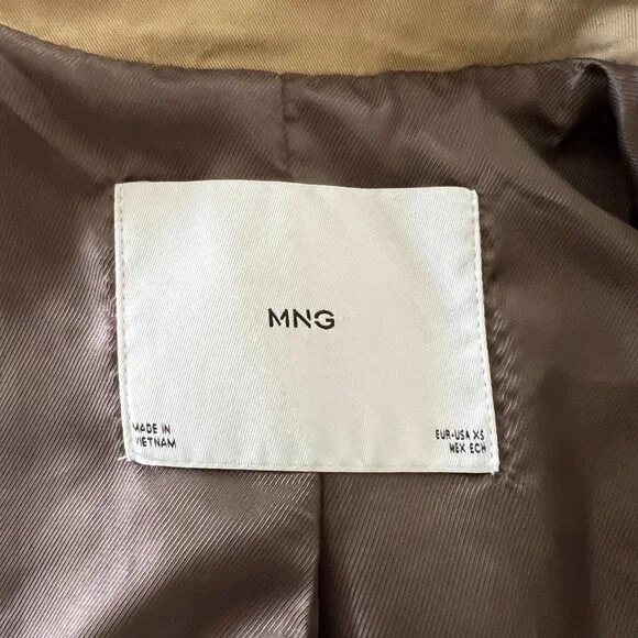 Mango Tan Classic Belted Trench Coat Size XS - Picture 7 of 8